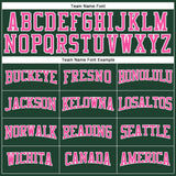 Custom Hunter Green Pink-White Authentic Throwback Basketball Jersey