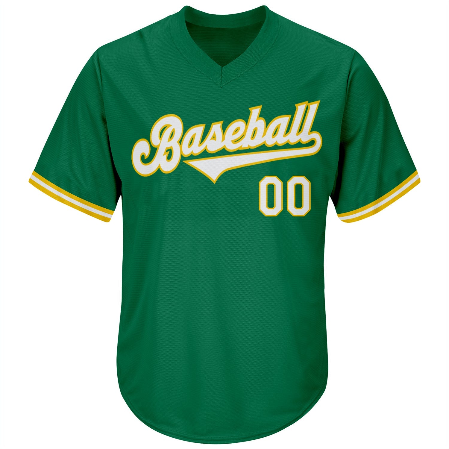Custom Kelly Green White-Gold Authentic Throwback Rib-Knit Baseball Jersey Shirt