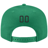 Custom Kelly Green Black-Old Gold Stitched Adjustable Snapback Hat