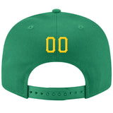 Custom Kelly Green Gold-White Stitched Adjustable Snapback Hat