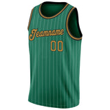 Custom Kelly Green White Pinstripe Old Gold-Black Authentic Basketball Jersey