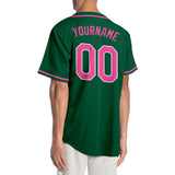 Custom Kelly Green Pink-White Authentic Baseball Jersey
