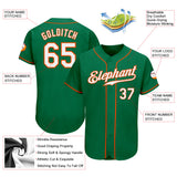 Custom Kelly Green White-Orange Authentic Baseball Jersey