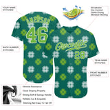 Custom Kelly Green Neon Green-White 3D Pattern Design Authentic St. Patrick's Day Baseball Jersey