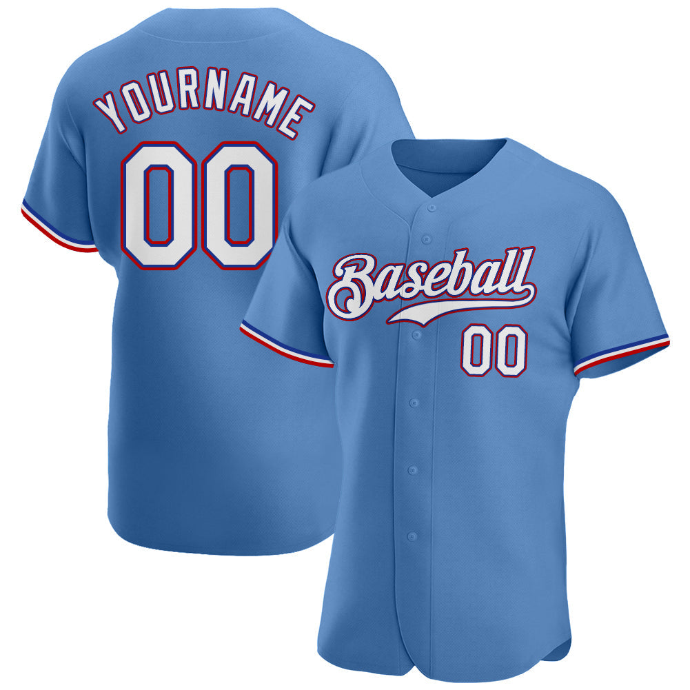 Custom Team Red Baseball White Authentic Light Blue Jersey Discount –  snapmade