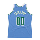 Custom Light Blue Kelly Green-White Authentic Throwback Basketball Jersey