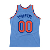 Custom Light Blue Orange-Royal Authentic Throwback Basketball Jersey