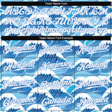Custom Light Blue White-Light Blue 3D Pattern Design Waves Authentic Baseball Jersey