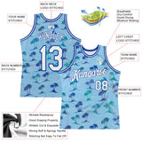 Custom Light Blue White-Royal 3D Pattern Design Palm Trees Authentic Basketball Jersey