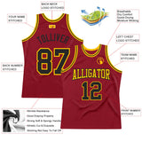 Custom Maroon Black-Gold Authentic Throwback Basketball Jersey