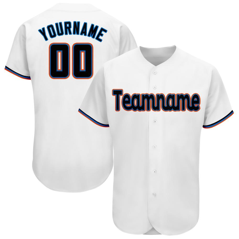 Custom White Black-Orange Baseball Jersey