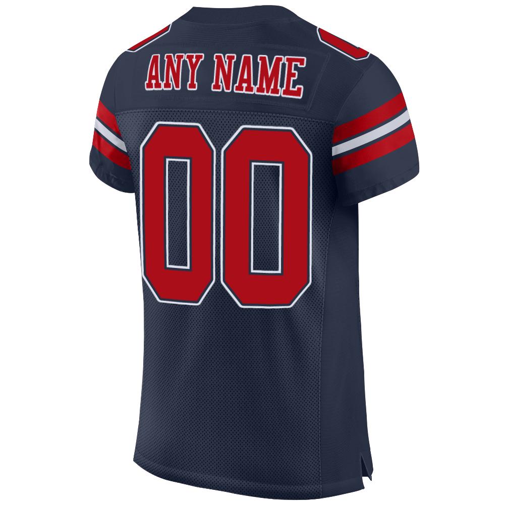 Custom Navy Red-White Mesh Authentic Football Jersey