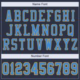 Custom Navy Powder Blue-Gold Mesh Authentic Football Jersey