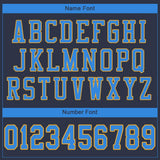 Custom Navy Powder Blue-Gold Mesh Authentic Football Jersey