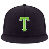 Custom Navy Neon Green-White Stitched Adjustable Snapback Hat