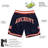 Custom Navy Orange-White Authentic Throwback Basketball Shorts