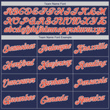 Custom Navy Orange-Gray Authentic Throwback Basketball Jersey