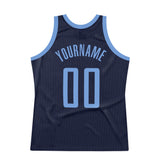 Custom Navy Light Blue Authentic Throwback Basketball Jersey