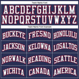 Custom Navy White-Red Authentic Throwback Basketball Jersey