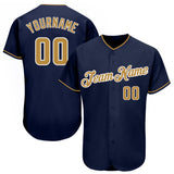 Custom Navy Old Gold-White Authentic Baseball Jersey
