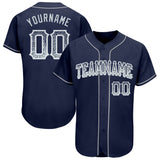 Custom Navy Silver-White Authentic Drift Fashion Baseball Jersey