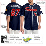 Custom Navy Red-White Authentic Baseball Jersey