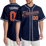 Custom Navy Orange-White Authentic Baseball Jersey