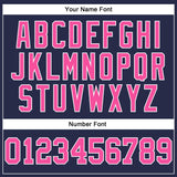 Custom Navy Pink-White Authentic Throwback Basketball Jersey