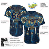Custom Navy Navy-Old Gold 3D Pattern Design Elephant Authentic Baseball Jersey