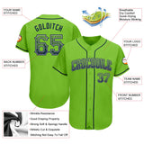 Custom Neon Green Navy-Gray Authentic Drift Fashion Baseball Jersey