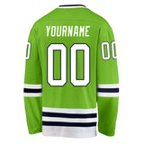 Custom Neon Green White-Navy Hockey Jersey
