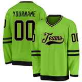 Custom Neon Green Black-Old Gold Hockey Jersey