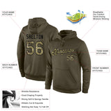 Custom Stitched Olive Camo-Black Sports Pullover Sweatshirt Salute To Service Hoodie