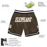 Custom Olive White-Black Authentic Throwback Salute To Service Basketball Shorts