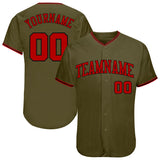 Custom Olive Red-Black Authentic Salute To Service Baseball Jersey