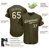 Custom Olive Cream-Black Authentic Salute To Service Baseball Jersey