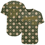 Custom Olive Olive-Old Gold 3D Pattern Design Authentic Salute To Service Baseball Jersey