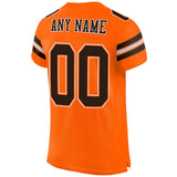 Custom Orange Brown-White Mesh Authentic Football Jersey