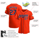 Custom Orange Navy-White Authentic Baseball Jersey