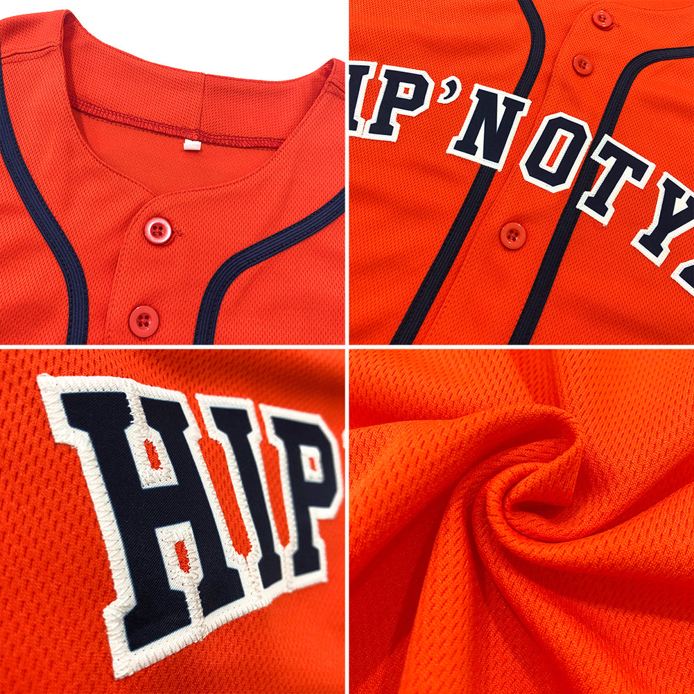 Custom Orange White-Black Authentic Baseball Jersey