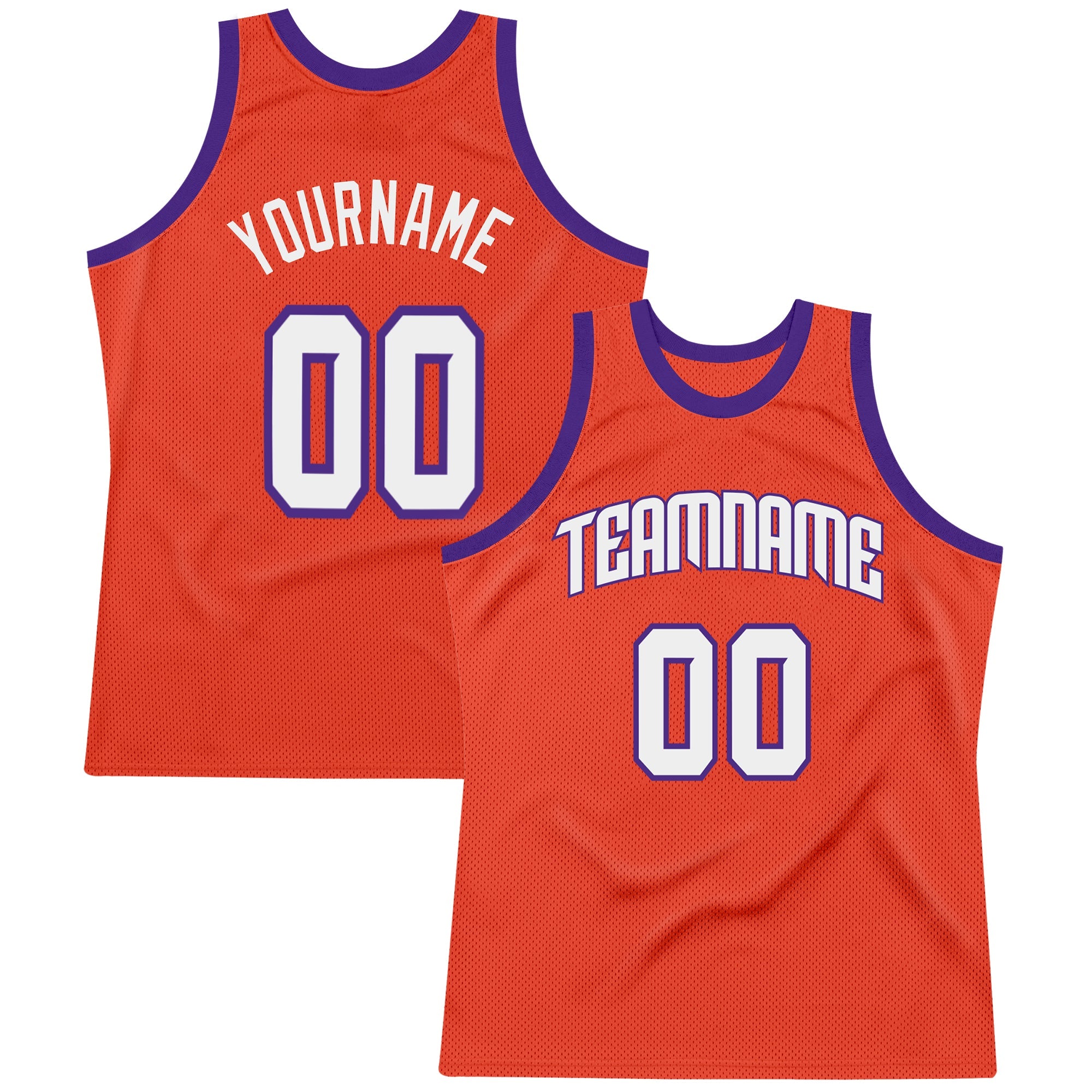 Custom Orange White-Purple Authentic Throwback Basketball Jersey