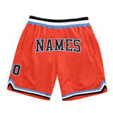 Custom Orange Black-Light Blue Authentic Throwback Basketball Shorts