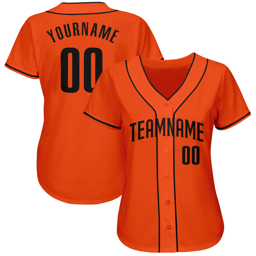 Custom Orange Black Authentic Baseball Jersey