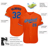 Custom Orange Black Pinstripe Royal-Black Authentic Baseball Jersey