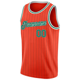 Custom Orange Black Pinstripe Kelly Green-White Authentic Basketball Jersey