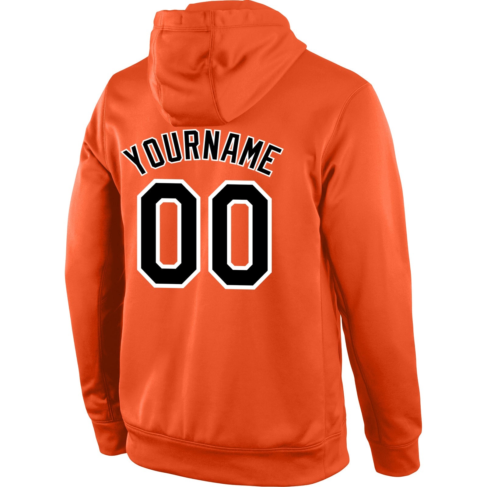 Custom Stitched Orange Black-White Sports Pullover Sweatshirt Hoodie