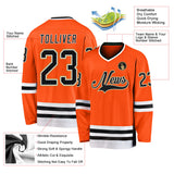 Custom Orange Black-White Hockey Jersey