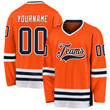 Custom Orange Navy-White Hockey Jersey