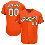 Custom Orange White-Green Authentic Baseball Jersey