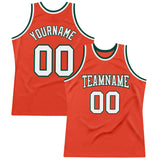 Custom Orange White-Green Authentic Throwback Basketball Jersey